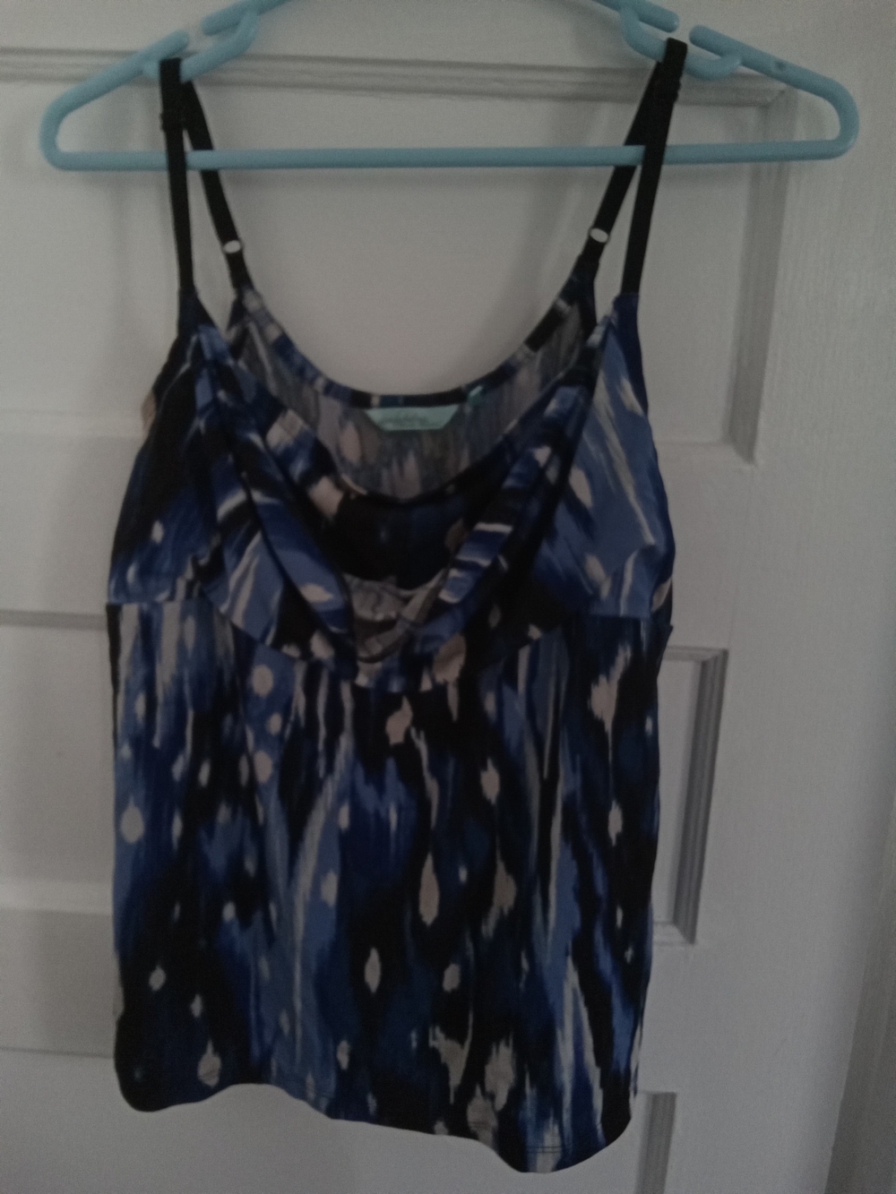 Women's Blue Printed Spaghetti Strap Tank Top